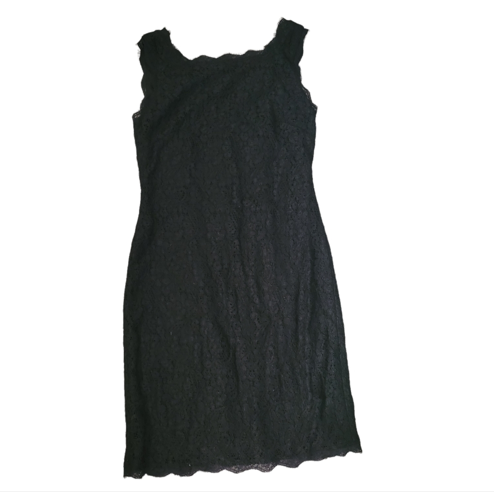 Adrianna Papell Sleeveless Black Lace Dress